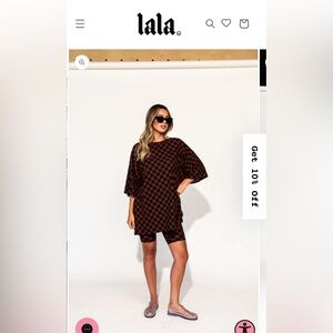 Dressed in LaLa Malone Ribbed Biker Set in Black + Movha Checkerboard